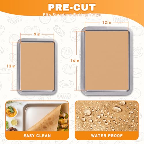 200 PCS Unbleached Parchment Paper for Baking (Unbleached / 9" x 13" -200 Pack)