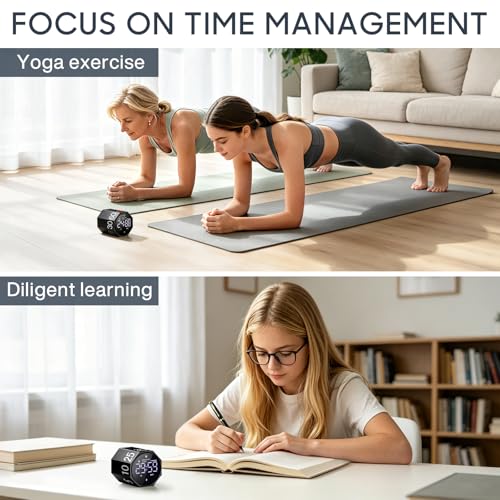 ADHD Pomodoro Timer Metal Gravity Rotation 1.8” LED Large Screen