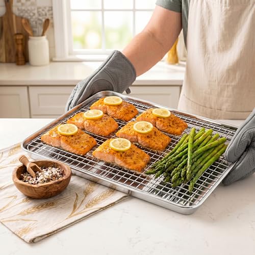Large Baking Sheet with Wire Rack (20*14 Inch)