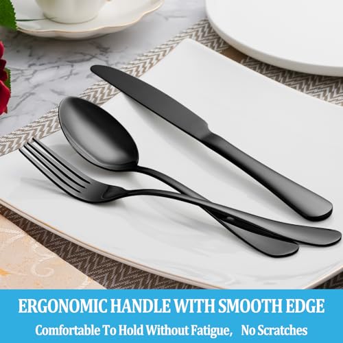 20 Pcs Black Silverware Set (Black)