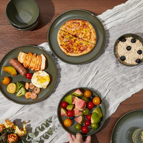 Stoneware Dinnerware Sets for 6 (Blackish Green / Set (18pcs))