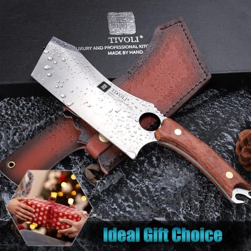 Full Tang Meat Cleaver Knife with Sheath and Bottle Opener (12.3 inch)