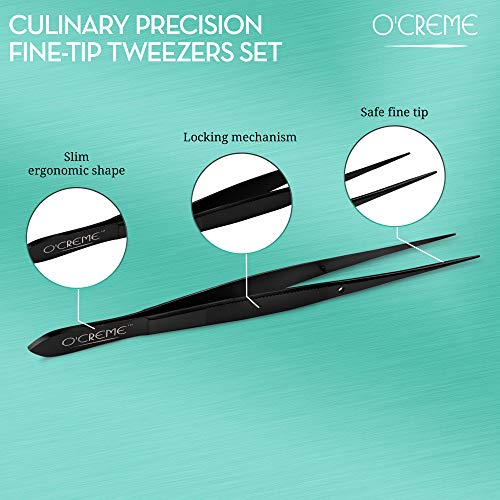 Stainless Steel Precision Kitchen Tweezer Tongs 6.25" with Fine Tip