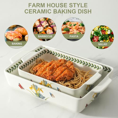 Ceramic Iris Baking Casserole Dish with Handles (Iris)