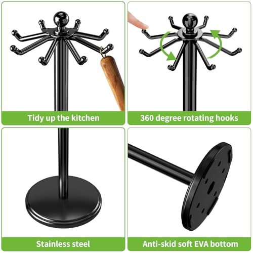 Kitchen Countertop Rotating Utensil Holder (Black)