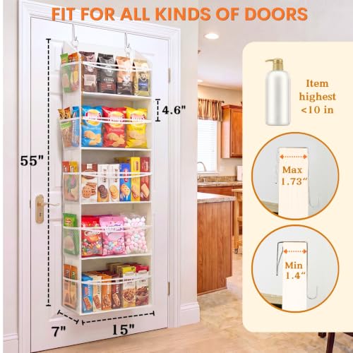5Tiers Over Door Organizer (ClearBeige - 5 Tiers - 2 Pack)