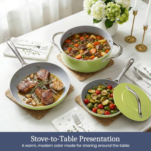 Premium Ceramic Frying Pan (10 inch / Olive Green)
