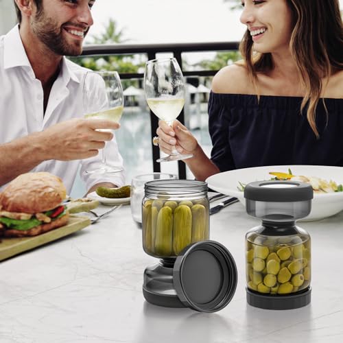 Pickle Jar with Strainer Flip (34oz Smoky Grey Pickle jar)