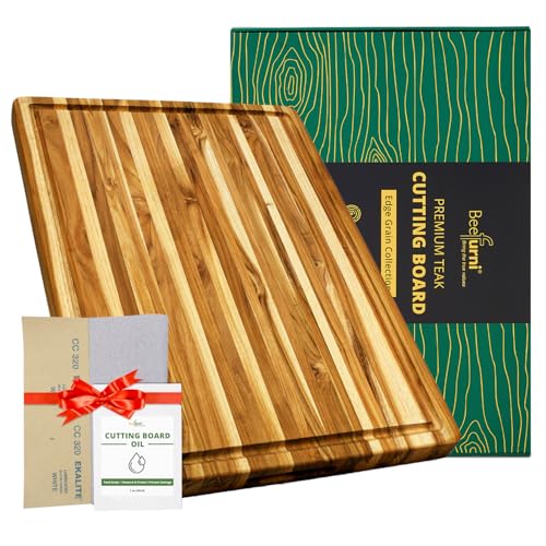 Large Teak Wood Cutting Board with Juice Groove (24"L x 18"W)