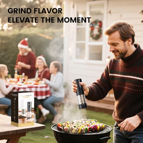 Electric Salt and Pepper Grinder Set (Black/White)
