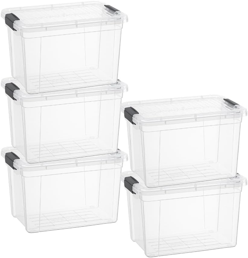 2.5 Quart Clear Plastic Storage Boxes with Lids (2.5 Qt)