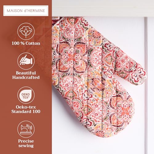 Maison d'Hermine Oven Gloves 100% Cotton Oven Mitt (036 - Damask / 7.5" x 13" (Oven Mitt))