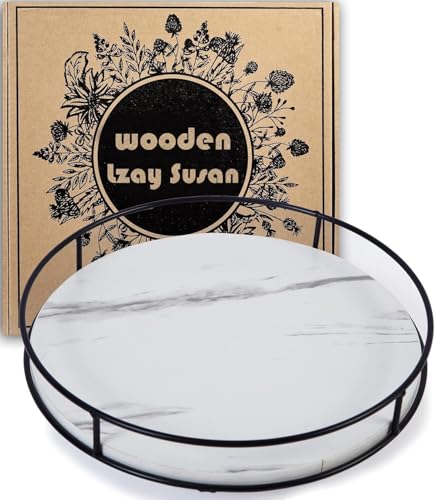 9 Inch White Wood Lazy Susan