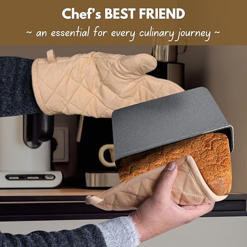 Pot Holders and Oven Mitts Sets for Kitchen Heat Resistant (Beige)