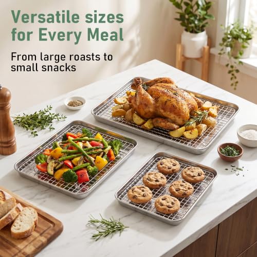 Baking Sheet with Wire Rack Set (16+12+9 Inch)
