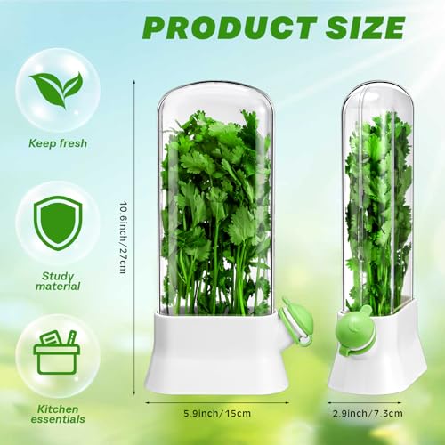 2 Pcs Herb Saver for Refrigerator Fresh Herb Keeper (White)