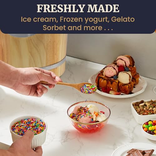 EIM916 6Qt Old Fashioned Wood Bucket Ice Cream Maker