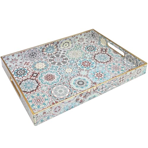 Decorative Serving Tray with Handles (Sp3040re2 / 16" x 12" x 1.6")