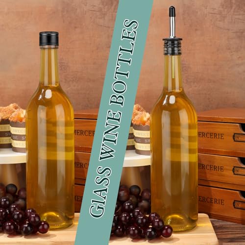 20 Pcs Long Neck Glass Bottles with Pourers for Bar Wine Syrup