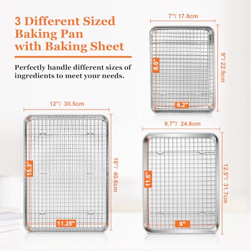 16"+12.5"+9" Baking Sheet with Wire Rack (16"+12.5"+9" (3 Pans+3 Racks))