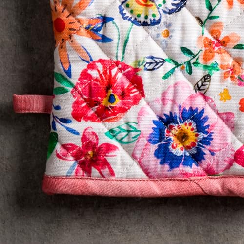 Maison d'Hermine Oven Gloves 100% Cotton Oven Mitt (052 - Happy Florals - High Summer / 7.5" x 13" (Oven Mitt))