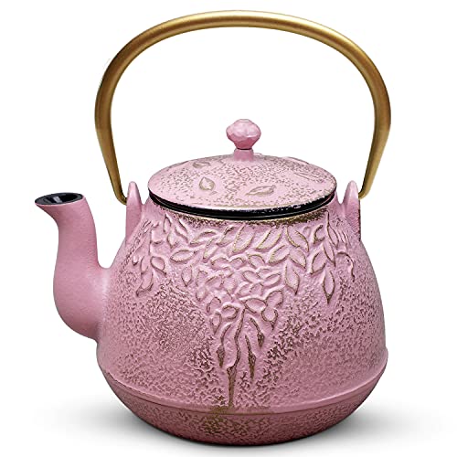 Japanese Cast Iron Teapot with Infuser (1 Quarts / Blush Pink)