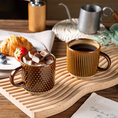 6 OZ Stackable Coffee Mugs Set of 4 (Caramel / 6 Ounces)