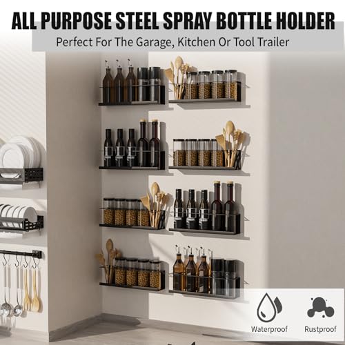 8 Pack Spray Bottle Holder Wall (Black / 8 Pack)