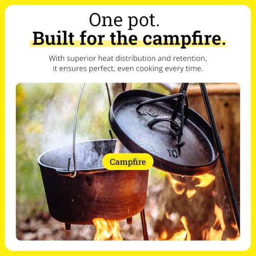 Pre Seasoned Cast Iron Deep Camp Dutch Oven with Lid (5 Quart / Oven)