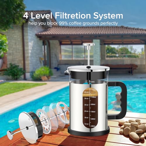 French Press Coffee Maker 51oz (Upgraded Stainless Steel Sliver / 51oz)