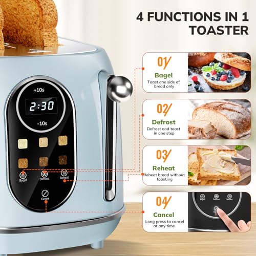 Smart Touch Screen Toaster 2 Slice (Extra Wide Slot / Blue)
