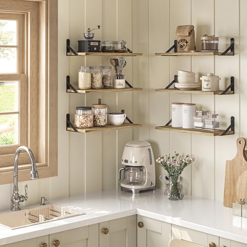 16.5in Floating Shelves for Wall (Rustic Brown / 16.5 x 6.1 x 0.59 inches)
