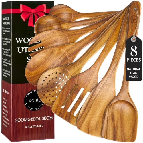 8 Piece Teak Wood Cooking Utensil Set (8 PCS Set)