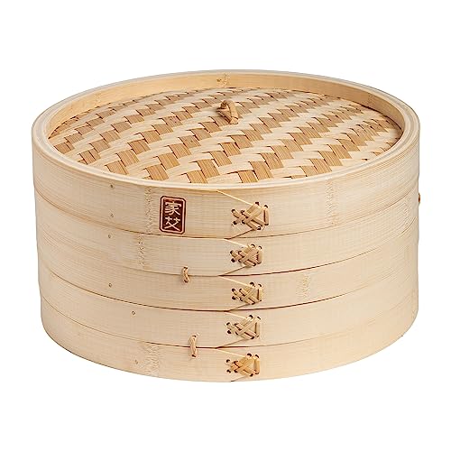 2 Tier Bamboo Steamer Baskets (12 inch - bamboo)