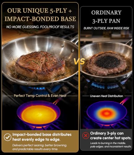 10 Inch 316 Stainless Steel Frying Pan with Lid (10 Inch)