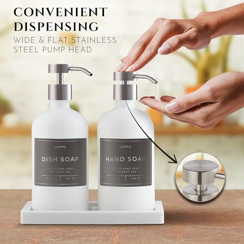 Glass Soap Dispenser Set of 2 (White/Silver)