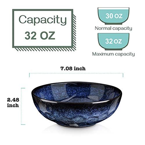 Ceramic Salad Bowls Set for Kitchen (Blue)