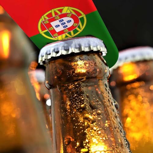 Portugal Flag Stainless Steel Bottle Opener Red Green Gold Europe Country Sign Patriotic Ensign Flat Beer Bottle Opener Keychain for Home Kitchen Bar Restaurant Party Birthday Gift (Portugal Flag)