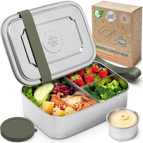 Stainless Steel Bento Box + Condiment Container (Sage / 47oz / 1400ml)