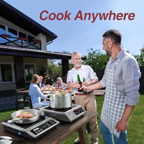 Portable Induction Cooktop 1800W NSF Certified Commercial Range Powerful Countertop Burner Pro Chef Professional Hot Plate Premium Stainless Steel Housing Schott Glass 10 Hours Timer (FlameCold Series 1800W)