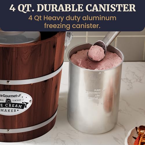 EIM418 4Qt Old Fashioned Walnut Wood Bucket Ice Cream Maker (Walnut)