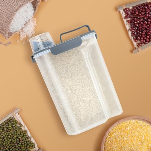Airtight 10 Lbs Rice Storage Container Pet Dog Cat Food Holder 5 Lbs (Grey-10L)