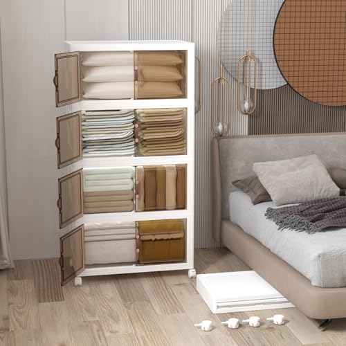 672QT Stackable Storage Bins with Lids (White / 29.5"L)