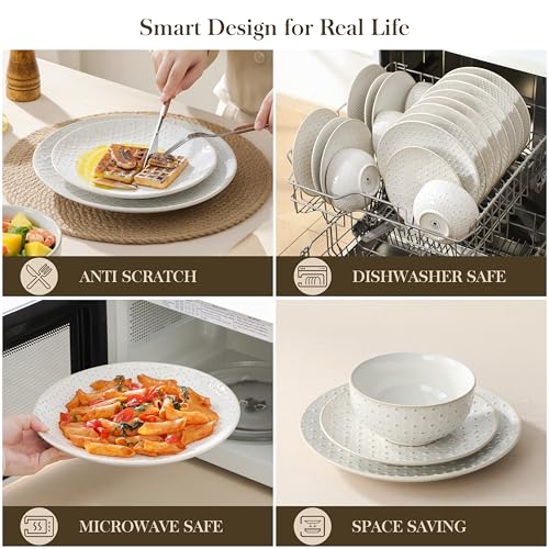 24 Piece Farmhouse Dinnerware Set for 8 (White / Service for 8 (24 Pcs))