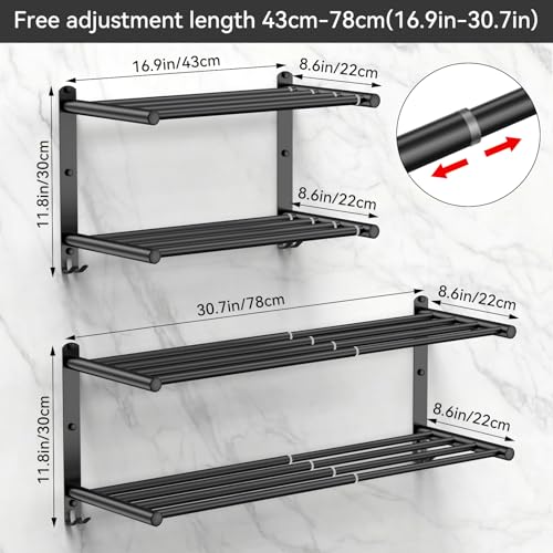 Black Adjustable Towel Bar for Bathroom Wall Mount17