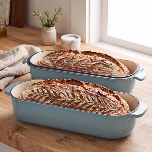 Enameled Cast Iron Loaf Pan with Lid (Seasalt)