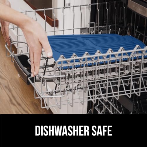 Patented BPA Free Silicone Dish Drying Mat (18" x 16" / Silicone / Blue)