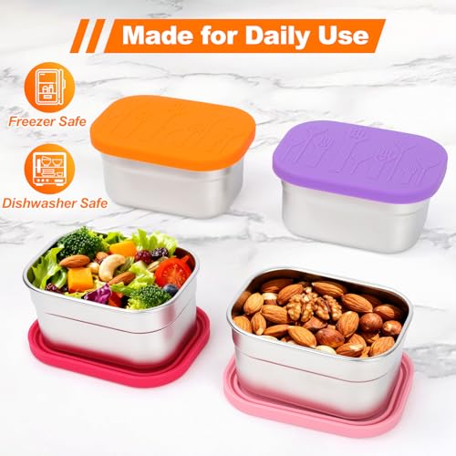 4 Pack Stainless Steel Kids Snack Containers with Lids
