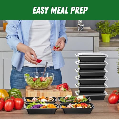 50 Pack (100-Piece) 32 oz Meal Prep Containers Reusable with Lids (32 oz)
