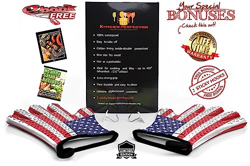 Silicone Smoker BBQ Gloves (Us Flag / One Size Fits Most)